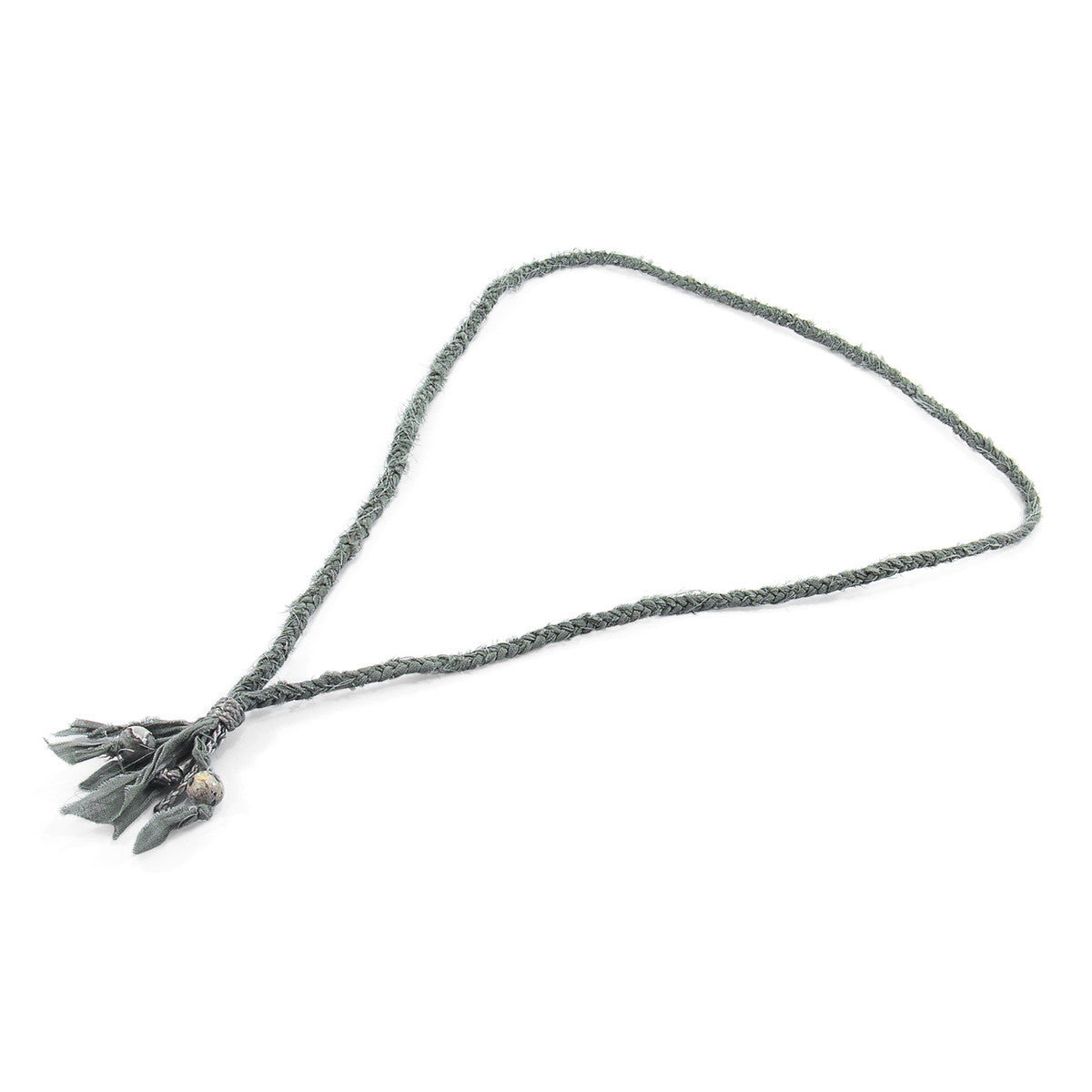 Anchor & Crew Grey Jasper Marcus Silver, Stone and Braided Cotton Voile SKINNY Necklace x Wrap Bracelet