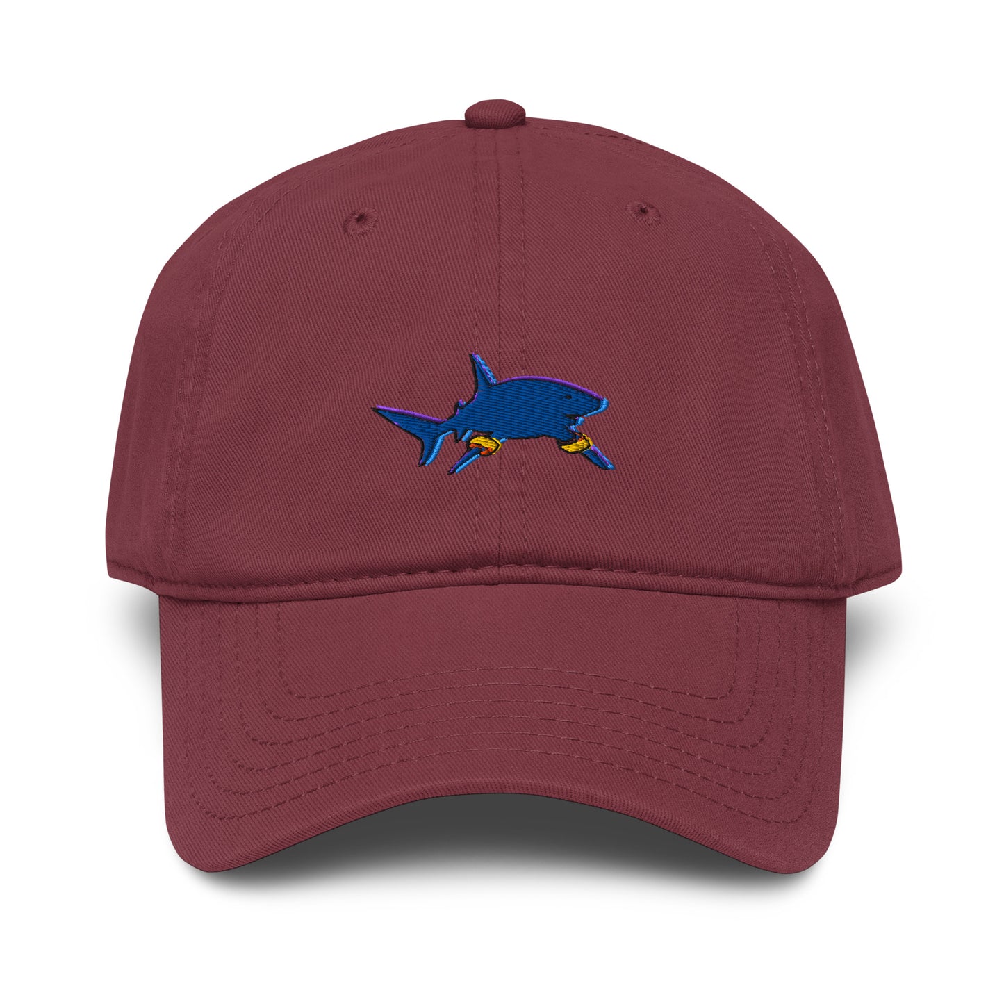 Shark Gone Swimming In The Wild Organic Cotton Embroidered Baseball Cap