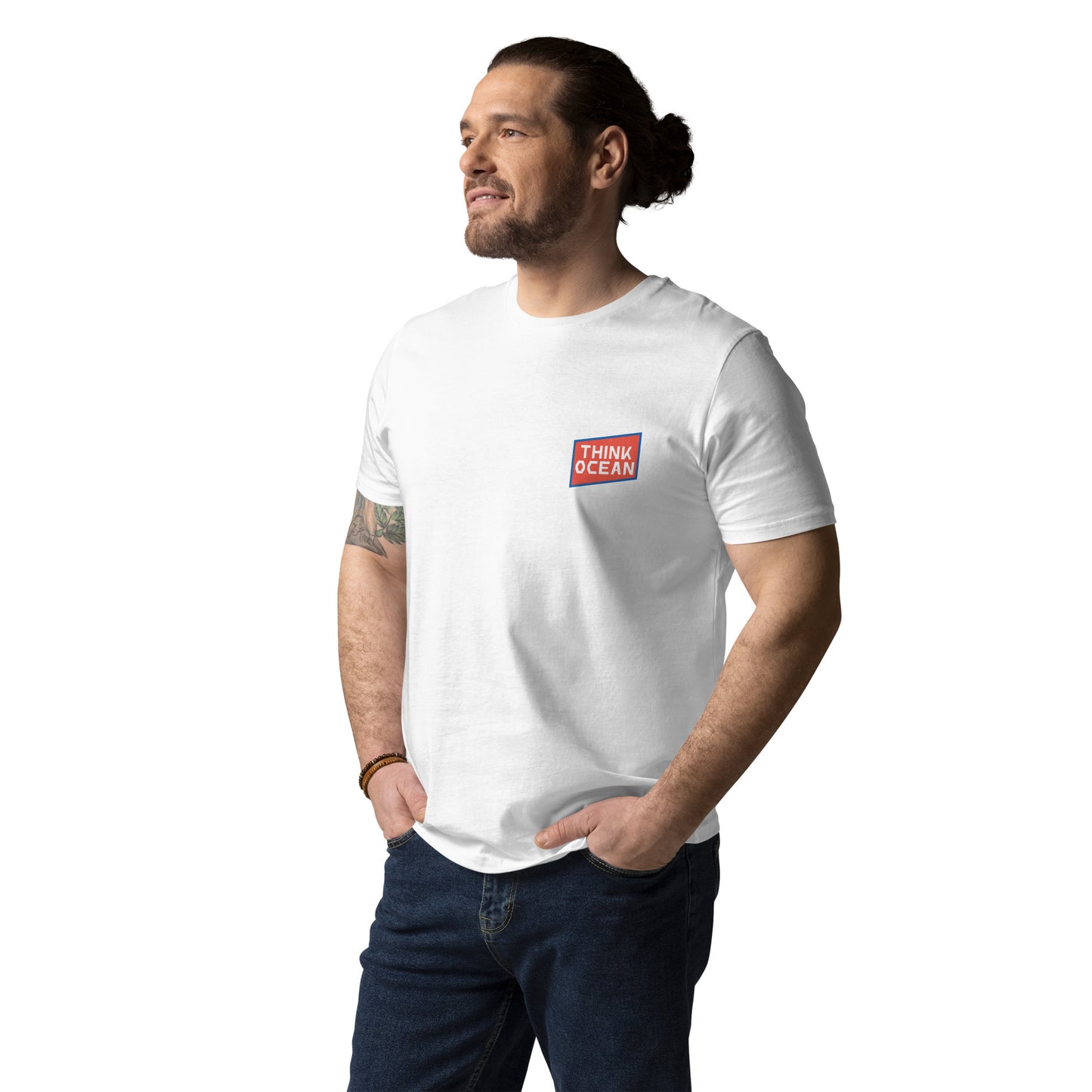 Think Ocean Whale Pixel Art Organic Cotton T-Shirt