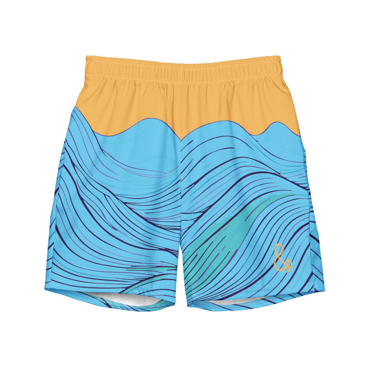 Deep Waves Pattern Recycled Fabric Swim Shorts