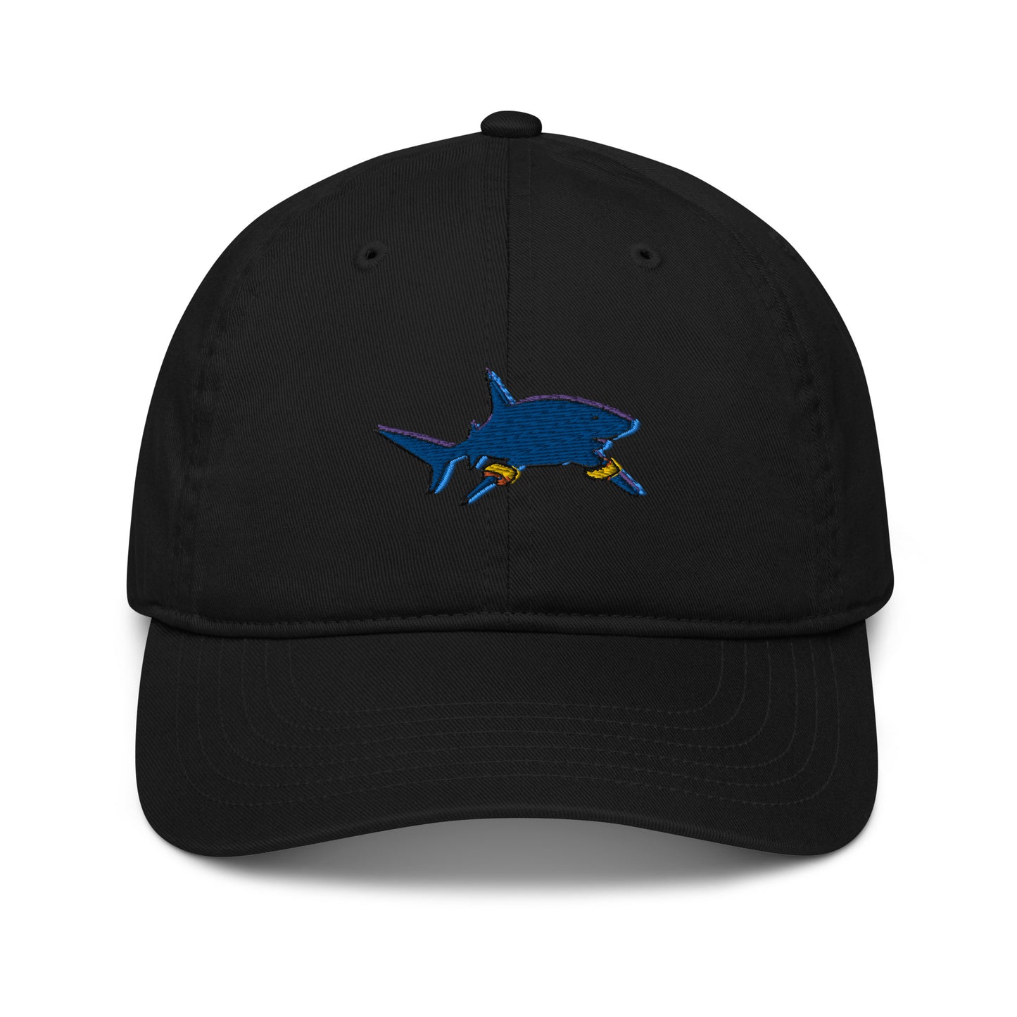 Shark Gone Swimming In The Wild Organic Cotton Embroidered Baseball Cap