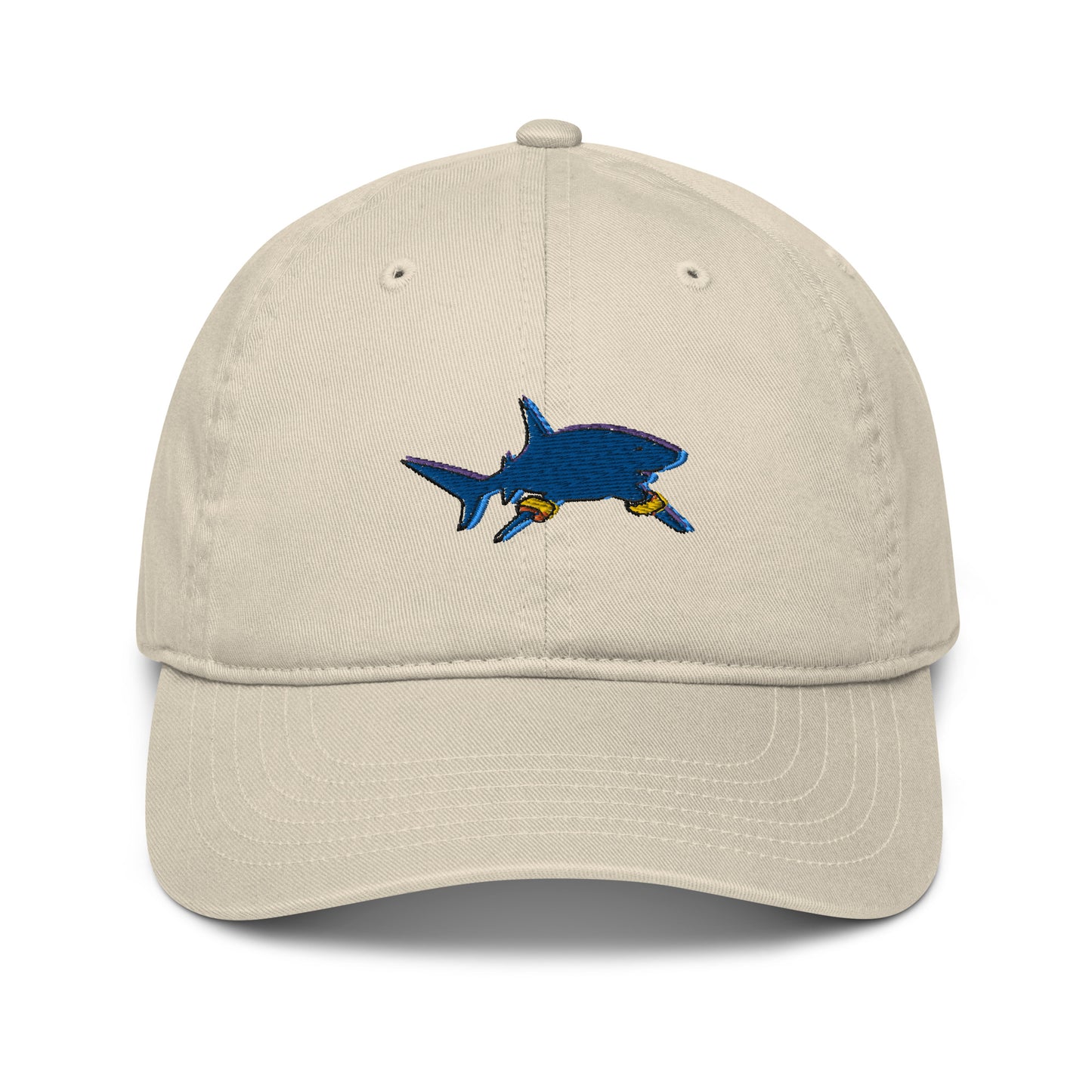 Shark Gone Swimming In The Wild Organic Cotton Embroidered Baseball Cap