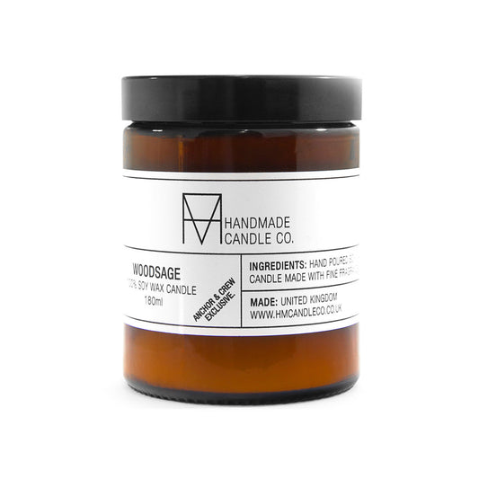 Anchor & Crew Woodsage Scented Soy Wax Candle 180ml Bottle