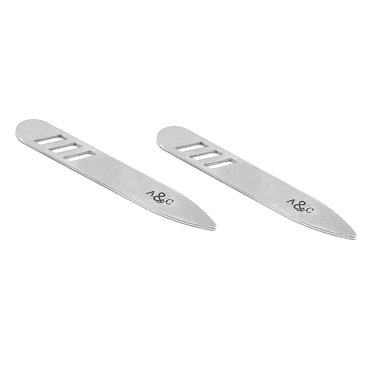 Anchor & Crew Brady Tri-Stripe Silver Collar Stay Pair