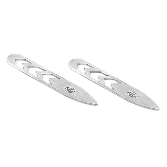 Anchor & Crew Montanita Chevron Silver Collar Stay Pair