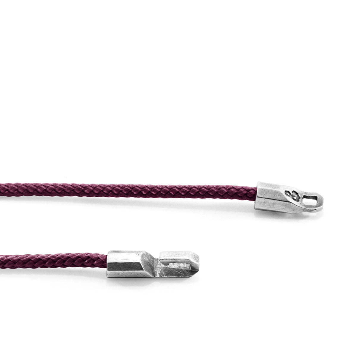 Anchor & Crew Aubergine Purple Talbot Silver and Rope Bracelet