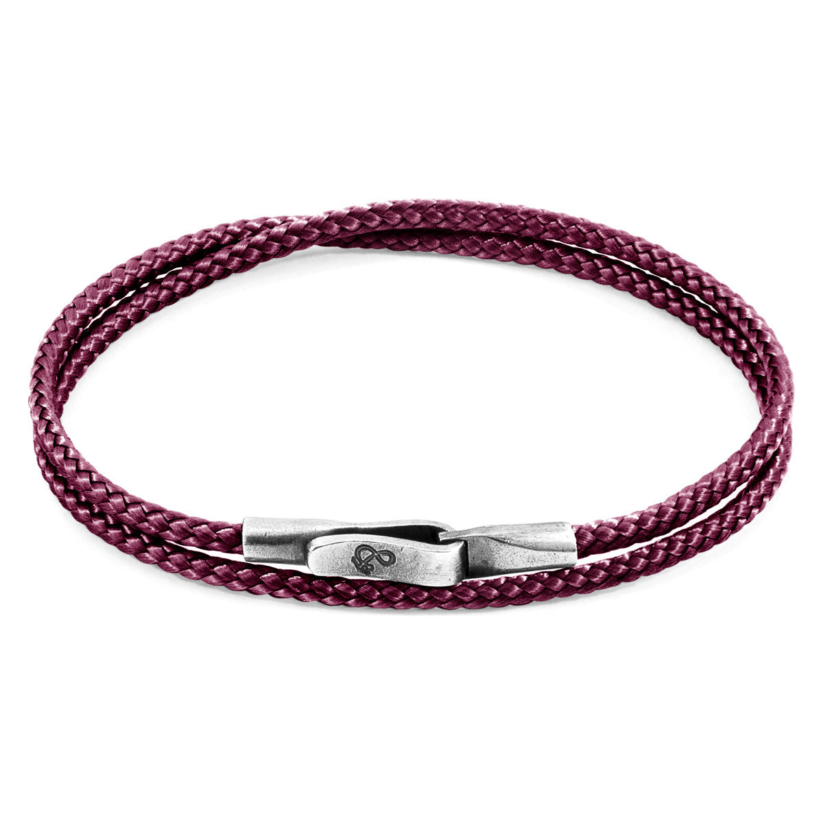 Anchor & Crew Aubergine Purple Liverpool Silver and Rope Bracelet