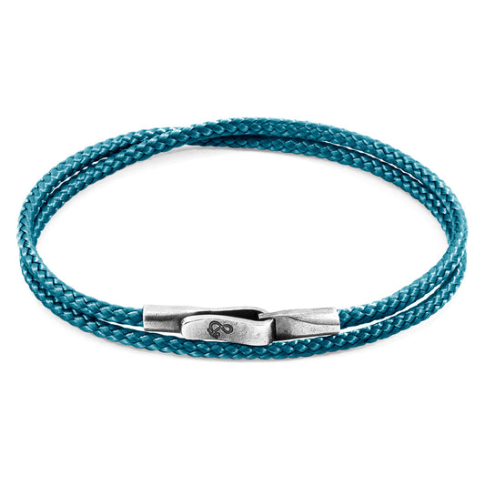 Anchor & Crew Ocean Blue Liverpool Silver and Rope Bracelet