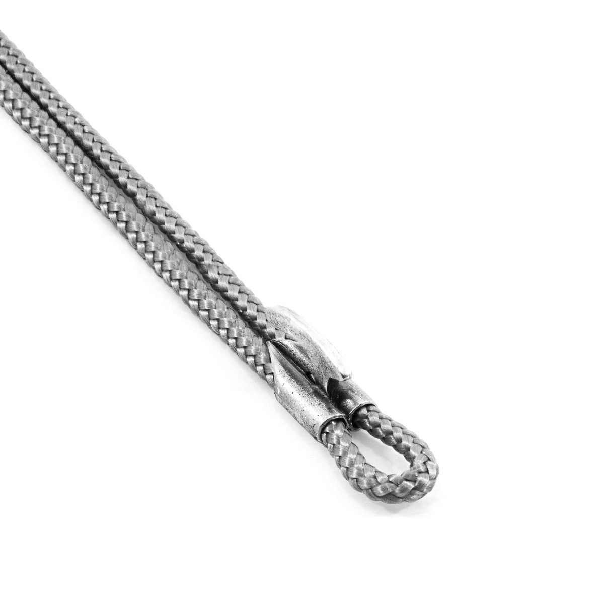 Anchor & Crew Classic Grey Padstow Silver and Rope Bracelet