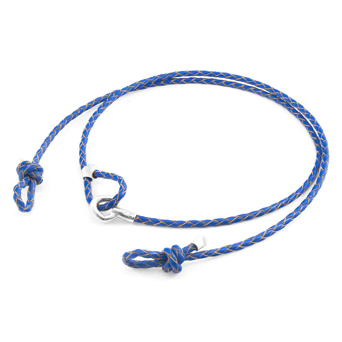Anchor & Crew Royal Blue Blake Silver and Braided Leather Eyewear Strap