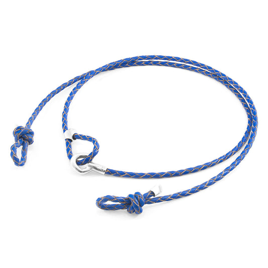 Anchor & Crew Royal Blue Blake Silver and Braided Leather Eyewear Strap