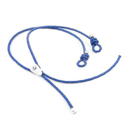 Anchor & Crew Royal Blue Pembroke Silver and Braided Leather Eyewear Strap