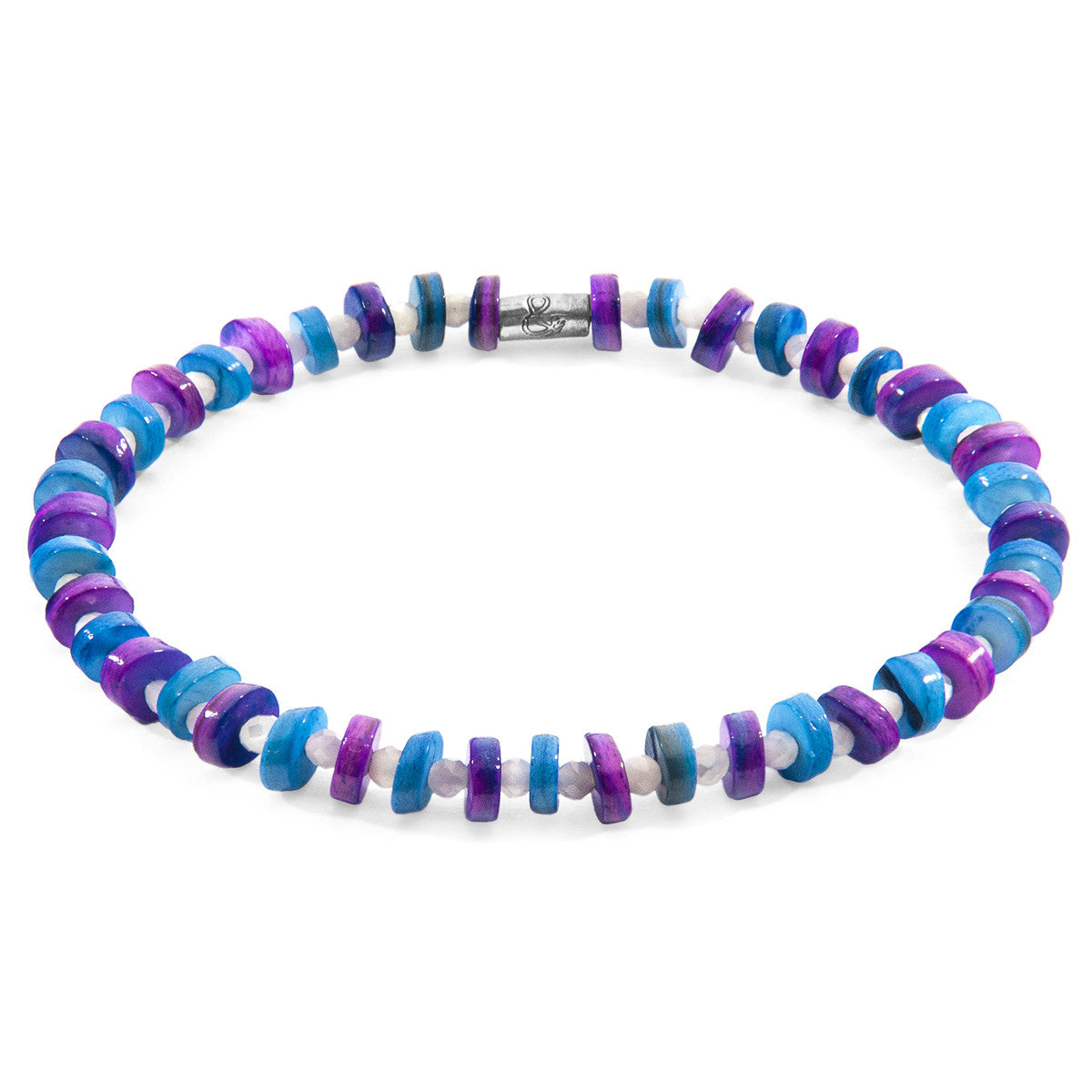 Anchor & Crew Blue Alice Silver and Freshwater Shell SKINNY Bracelet