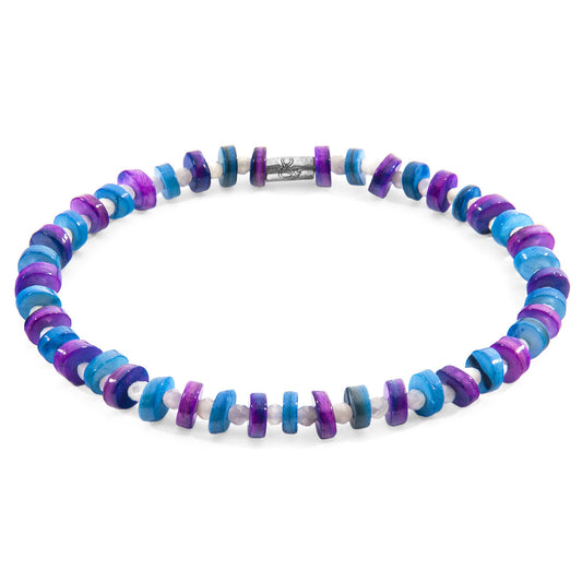 Anchor & Crew Blue Alice Silver and Freshwater Shell SKINNY Bracelet