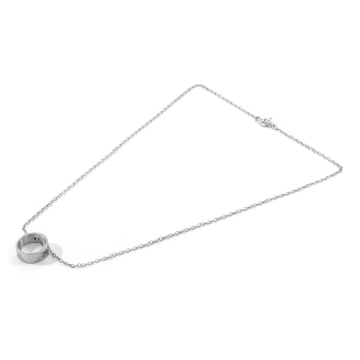 Anchor & Crew Abbott Round Mini Geometric Silver Necklace Pendant
