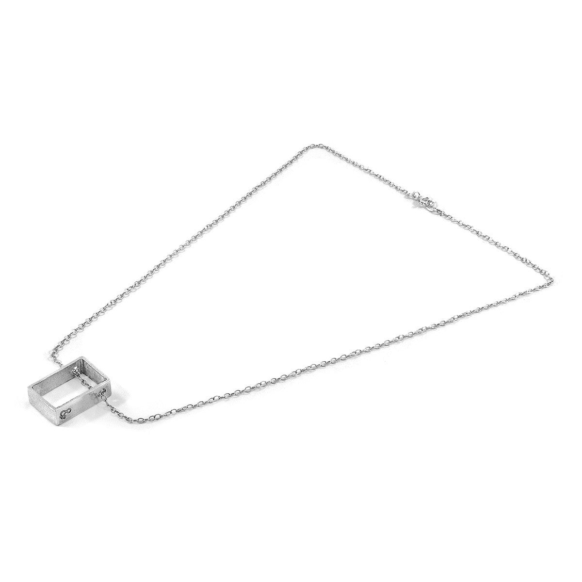 Anchor & Crew Bowen Box Mini Geometric Silver Necklace Pendant
