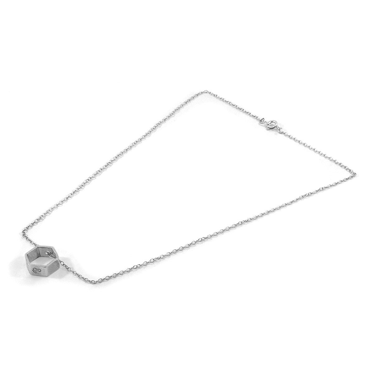 Anchor & Crew Lane Hexagonal Mini Geometric Silver Necklace Pendant