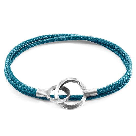Anchor & Crew Ocean Blue Montrose Silver and Rope Bracelet