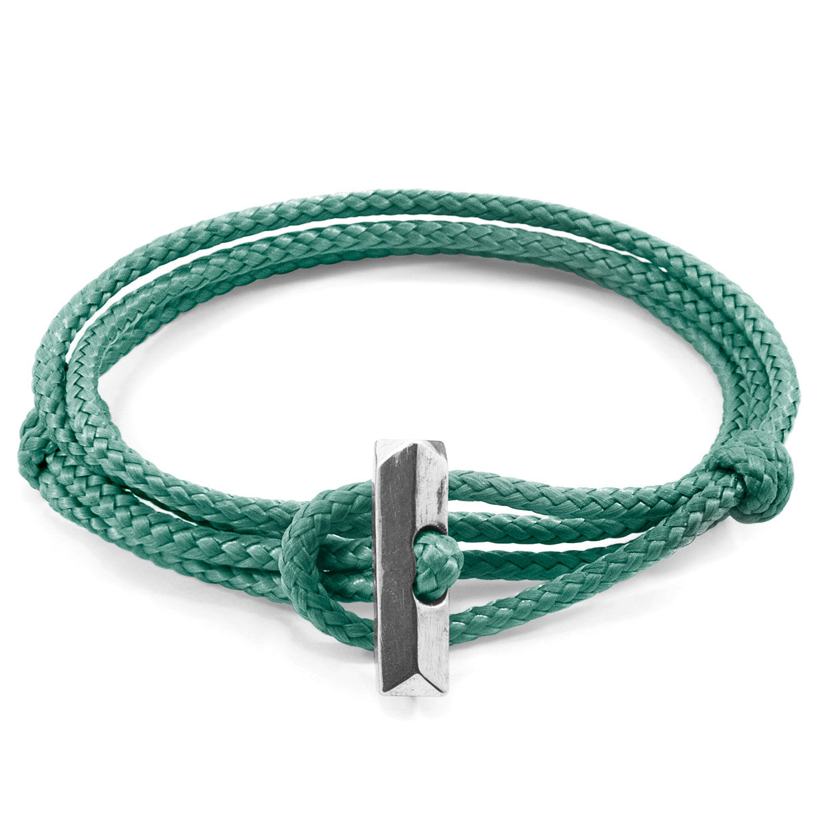Anchor & Crew Mint Green Oxford Silver and Rope Bracelet