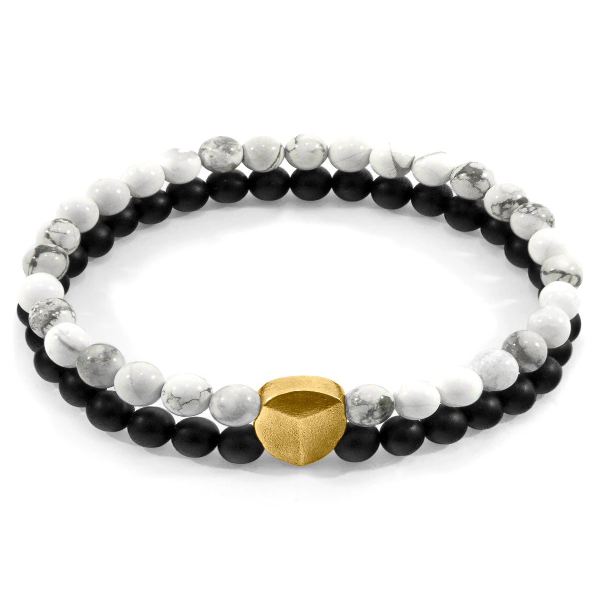Anchor & Crew White Howlite Iguazu 9ct Yellow Gold and Stone Bracelet