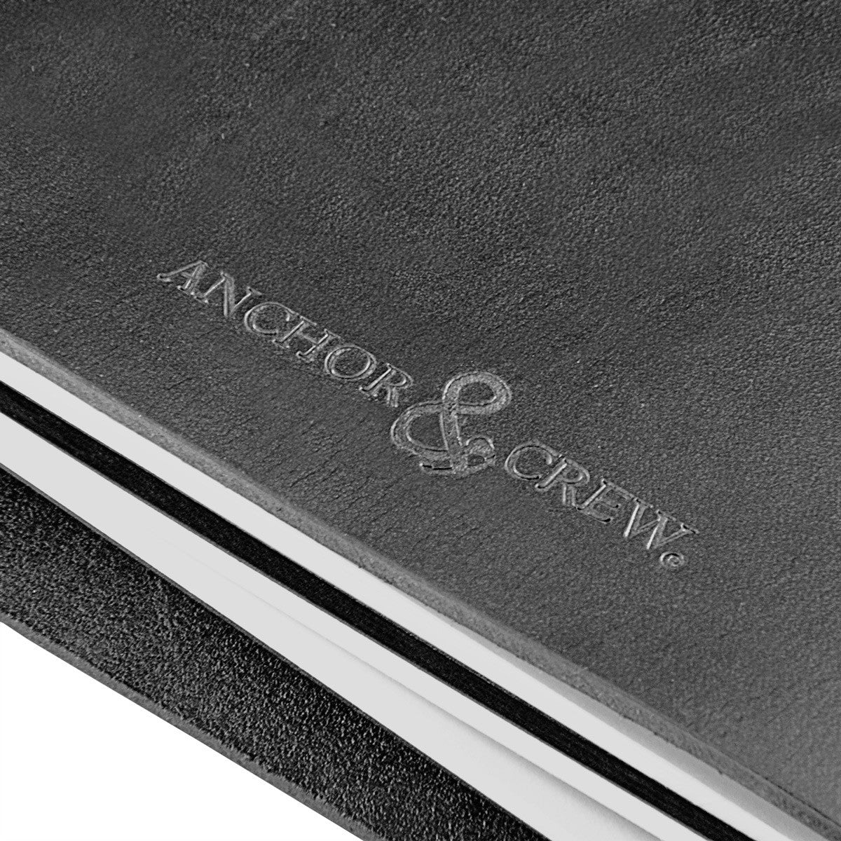 Anchor & Crew Black Medium Travellers Leather and White Noir Rope Journal Reverse Detail