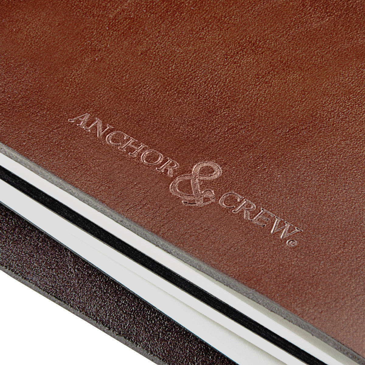 Anchor & Crew Brown Medium Travellers Leather and Yellow Noir Rope Journal Reverse Detail