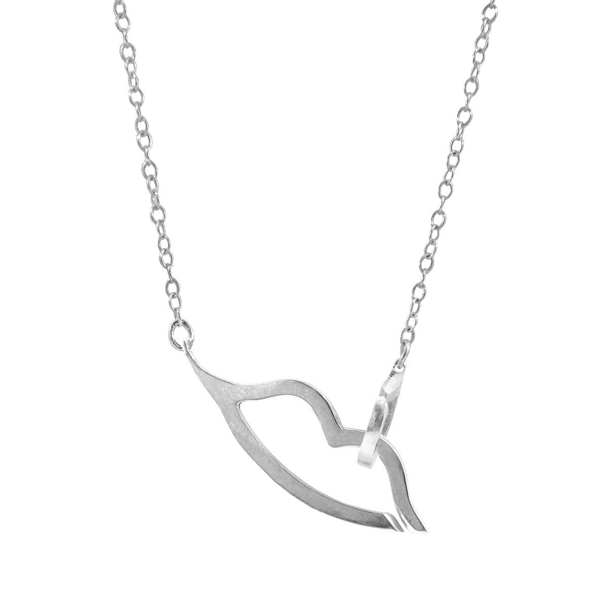 Anchor & Crew Kissing Lips Link Paradise Silver Necklace Pendant