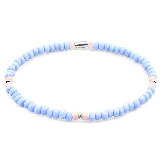 Anchor & Crew Pastel Blue - Pink Evelyn Silver and Glass SKINNY Bracelet