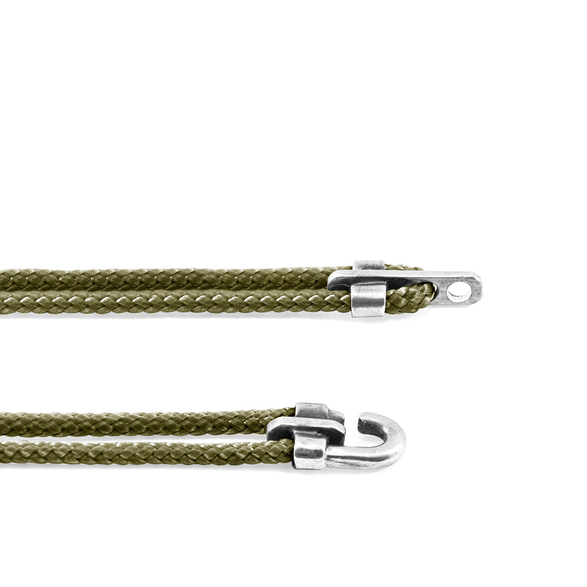 Anchor & Crew Khaki Green Canterbury Silver and Rope Bracelet