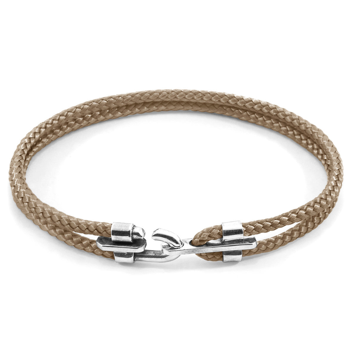 Anchor & Crew Sand Brown Canterbury Silver and Rope Bracelet