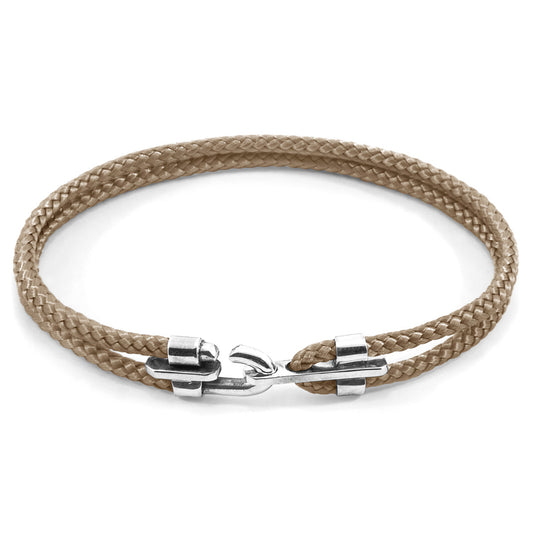 Anchor & Crew Sand Brown Canterbury Silver and Rope Bracelet