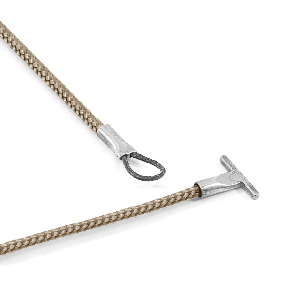 Anchor & Crew Sand Brown Cambridge Silver and Rope Bracelet