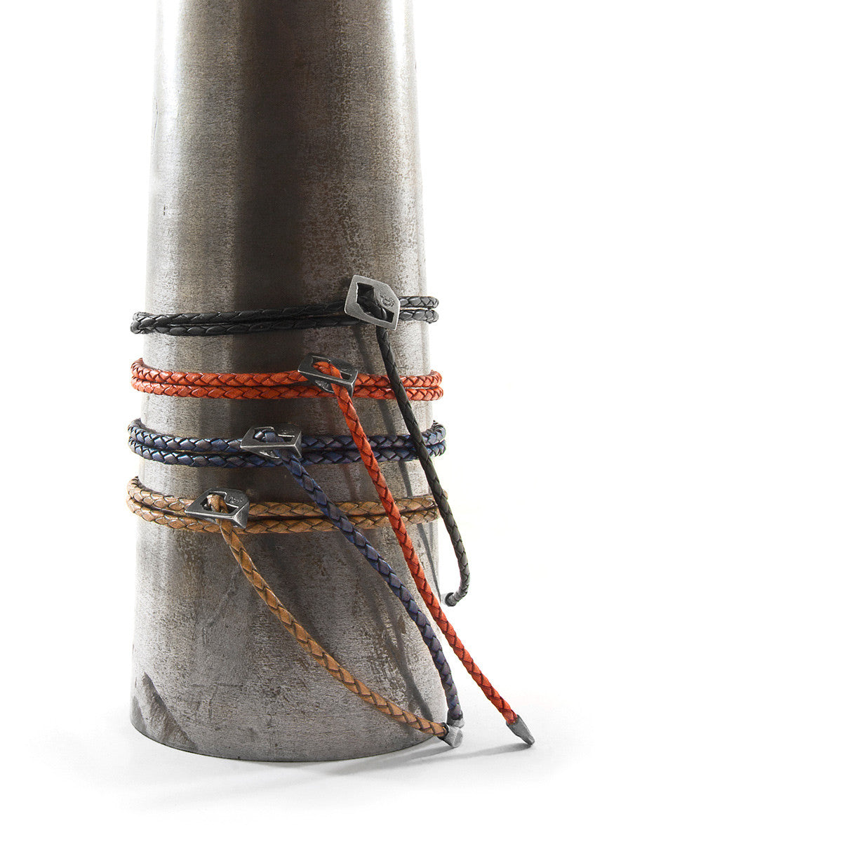 Anchor & Crew Arthur Silver and Braided Leather SKINNY Bracelet Collection