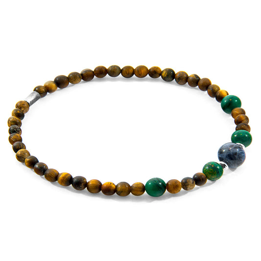 Anchor & Crew Brown Tigers Eye, Green Jade and Blue Sodalite Frederick Silver and Stone SKINNY Bracelet