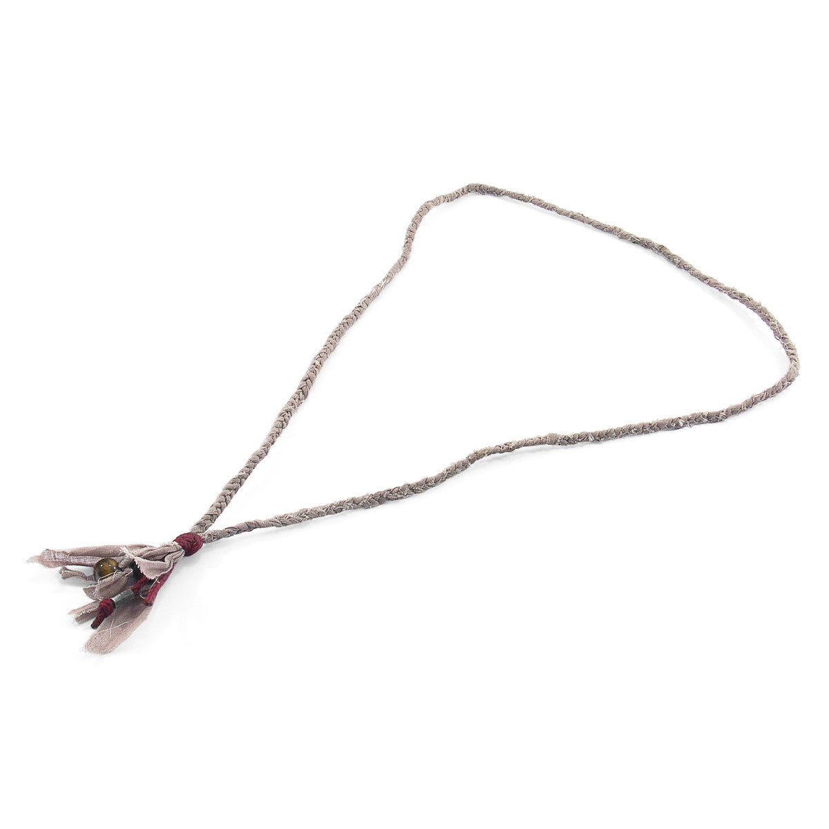 Anchor & Crew Brown Tigers Eye Marcus Silver, Stone and Braided Cotton Voile SKINNY Necklace x Wrap Bracelet