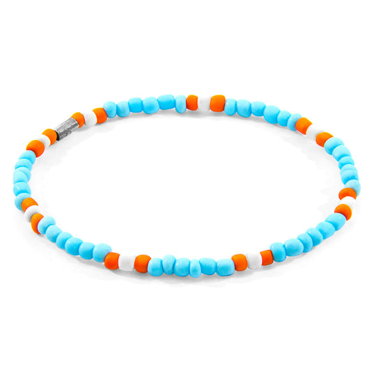 Anchor & Crew Turquoise - Orange Oscar Silver and Glass SKINNY Bracelet
