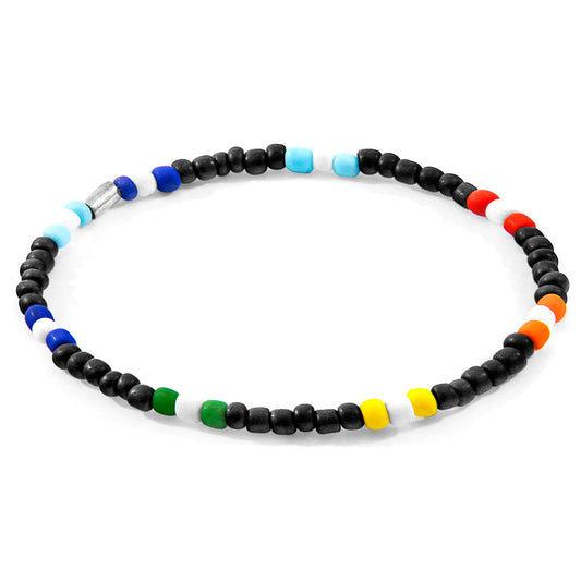 Anchor & Crew Black - Multicoloured Oscar Silver and Glass SKINNY Bracelet
