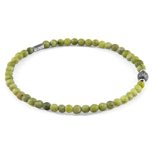 Anchor & Crew Green Jade and Grey Jasper Walter Silver and Stone SKINNY Bracelet