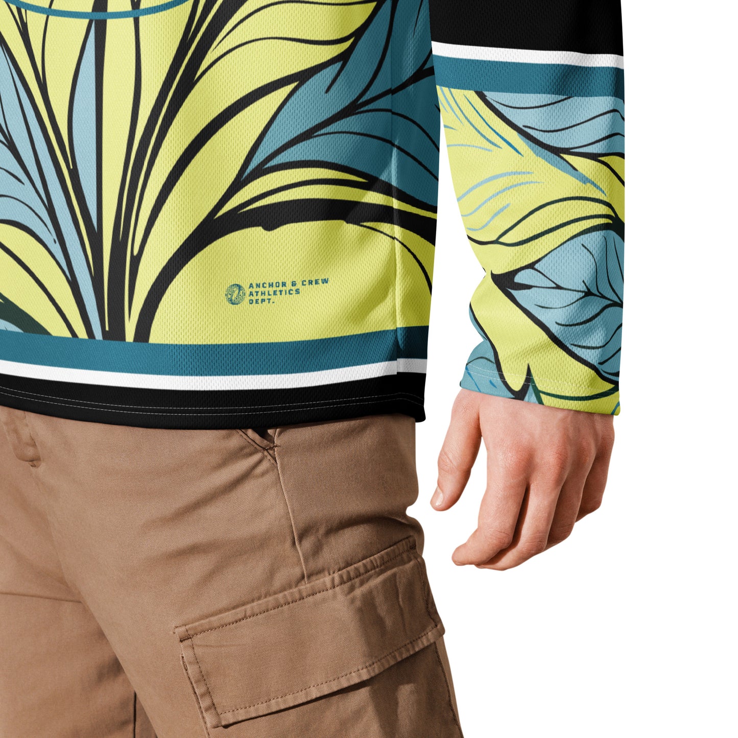 Exotic Leaves Pattern Recycled Fabric Hockey Jersey (#83)