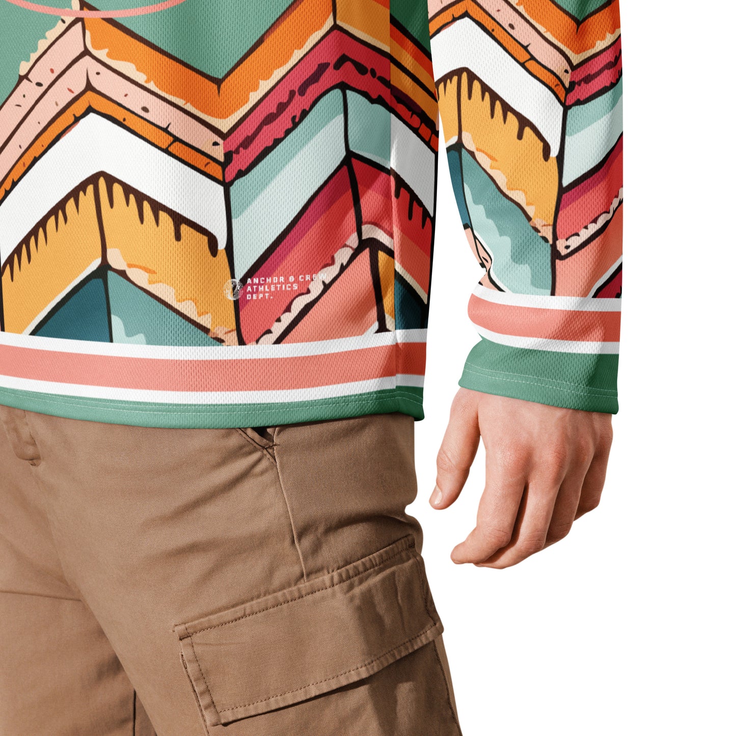 Vibrant Motif Pattern Recycled Fabric Hockey Jersey (#45)