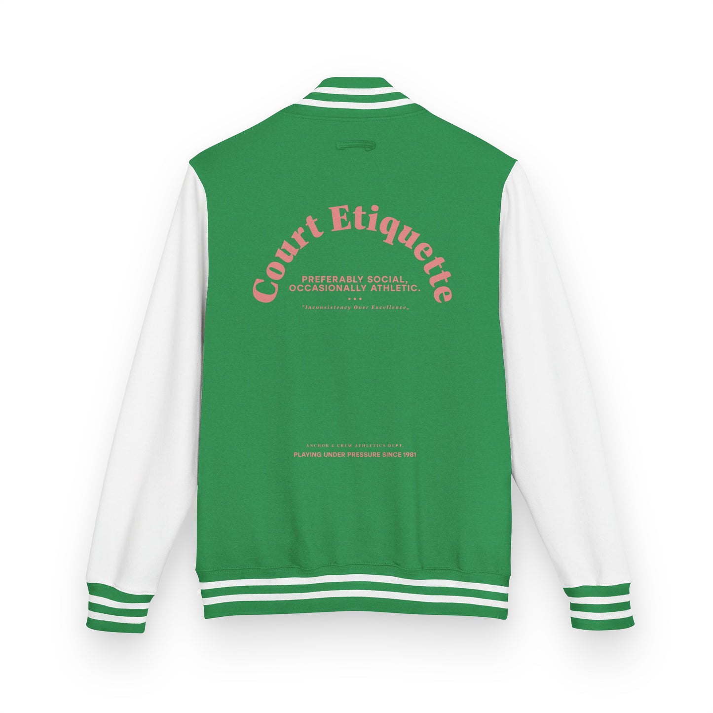 Court Etiquette Tennis Club League Cotton Varsity Letterman Jacket