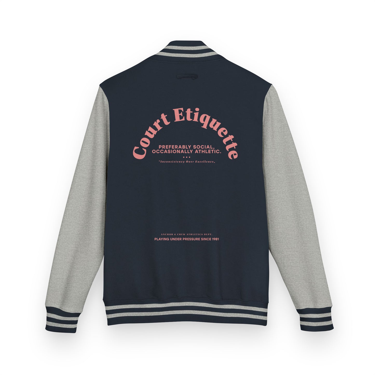 Court Etiquette Tennis Club League Cotton Varsity Letterman Jacket