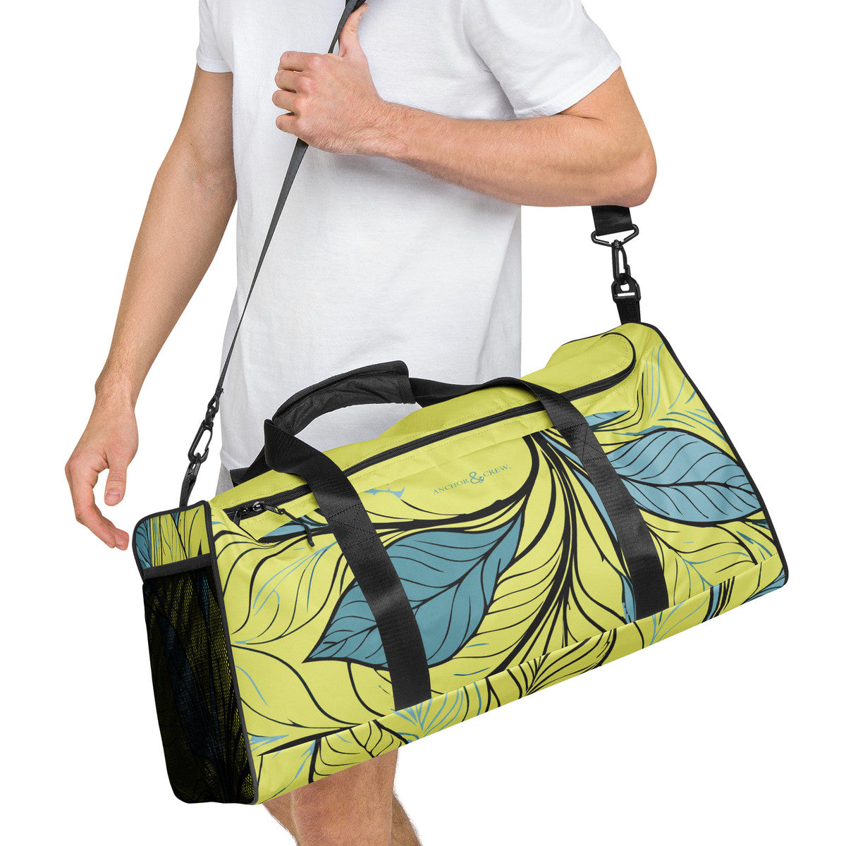 ANCHOR & CREW Exotic Leaves Pattern Weekender Duffle Bag 