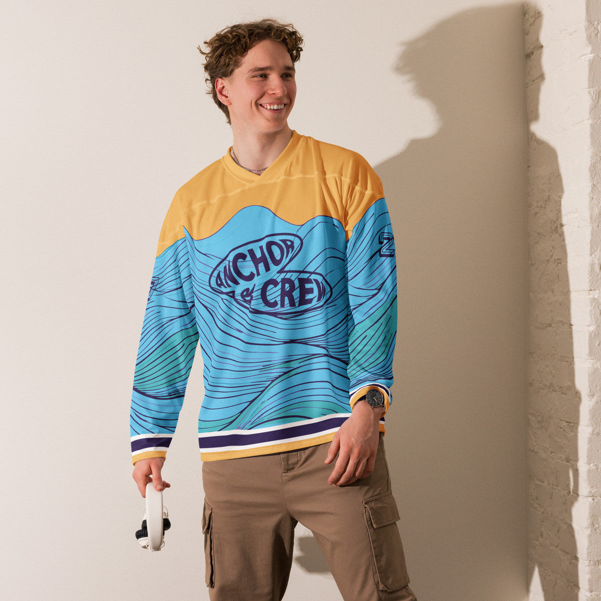 ANCHOR & CREW Deep Waves Pattern Recycled Fabric Hockey Jersey (#27