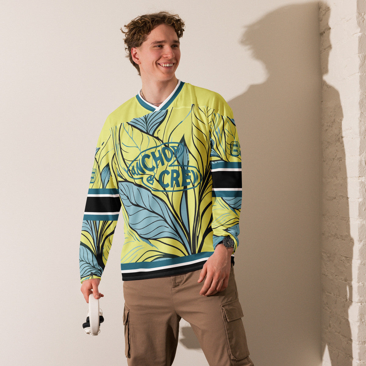 ANCHOR & CREW Exotic Leaves Pattern Recycled Fabric Hockey Jersey (#83)