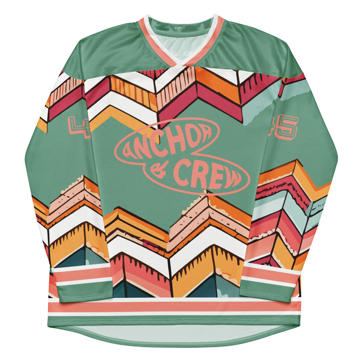 ANCHOR & CREW Vibrant Motif Pattern Recycled Fabric Hockey Jersey (#45)