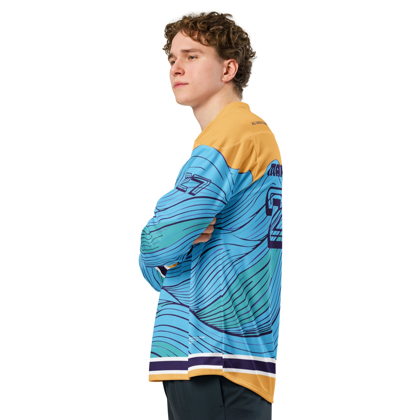 Deep Waves Pattern Recycled Fabric Hockey Jersey (#27)
