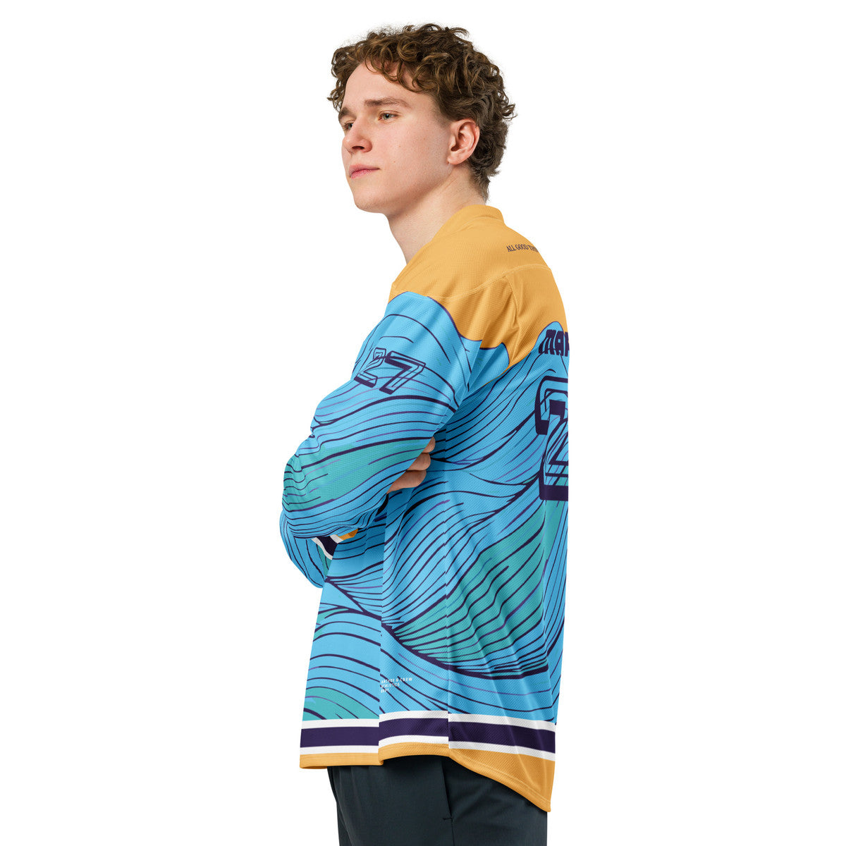 ANCHOR & CREW Deep Waves Pattern Recycled Fabric Hockey Jersey (#27
