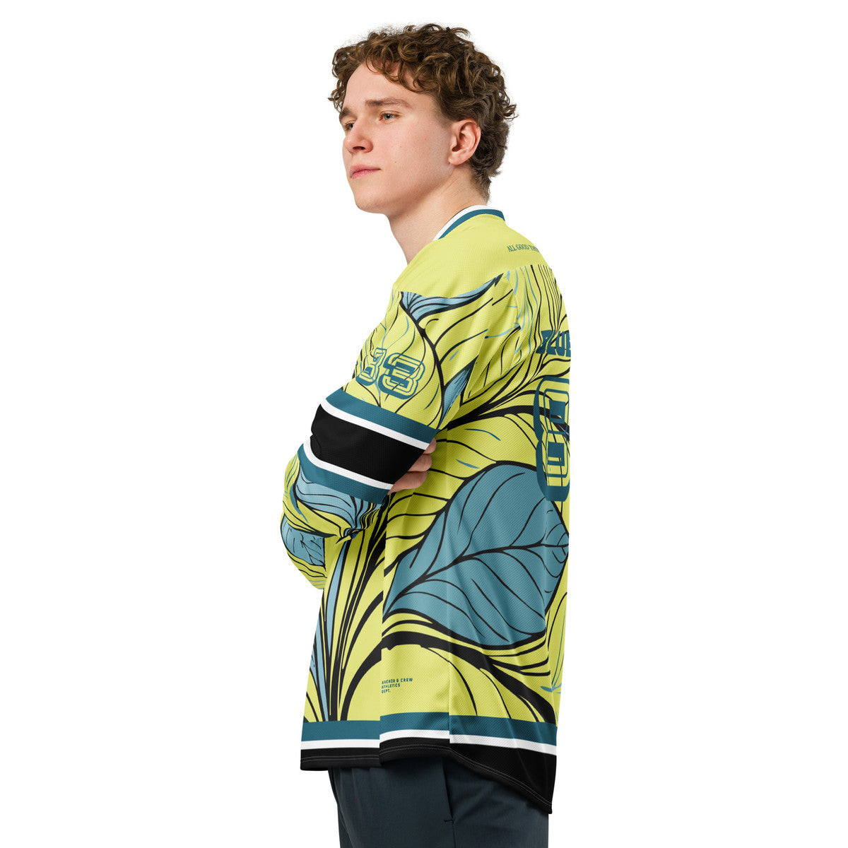 ANCHOR & CREW Exotic Leaves Pattern Recycled Fabric Hockey Jersey (#83)