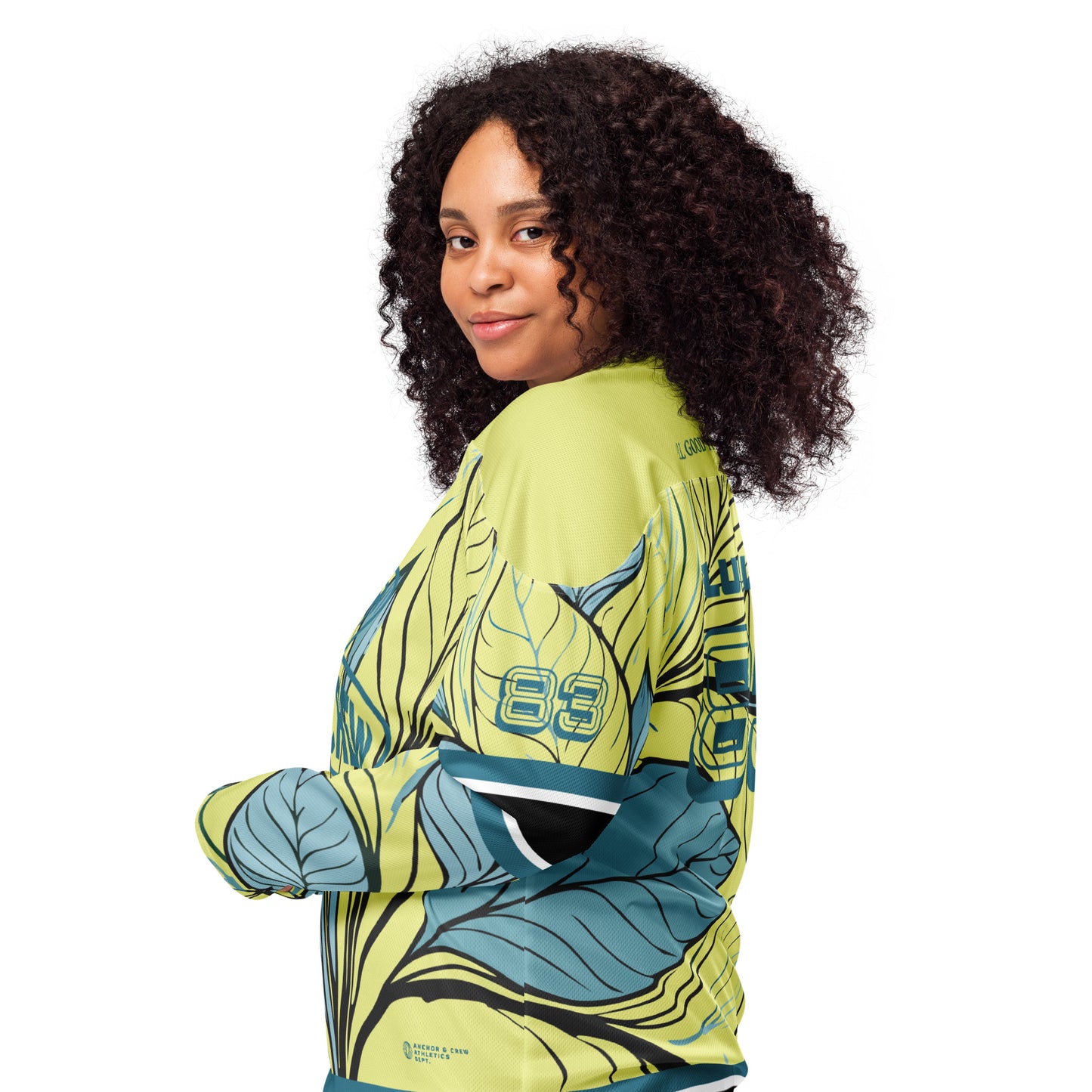 Exotic Leaves Pattern Recycled Fabric Hockey Jersey (#83)